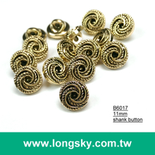 (#B6017/11mm) 17L Taiwan fancy anthentic plated swirl pattern small shirt buttons with shank