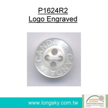 (P1624R2) C&A logo engraved imitation shell polyester resin shirt button