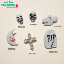 Halloween craft button- skull button, ghost button, tombstone button, moon button, Christian Cross button (B6947, B6968, B6969, B7402, B7645, B9022)