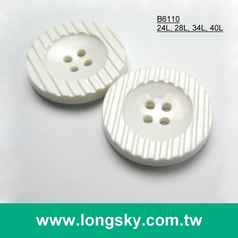 (#B6110) 4 hole round button with pattern nylon plastic robe coat button