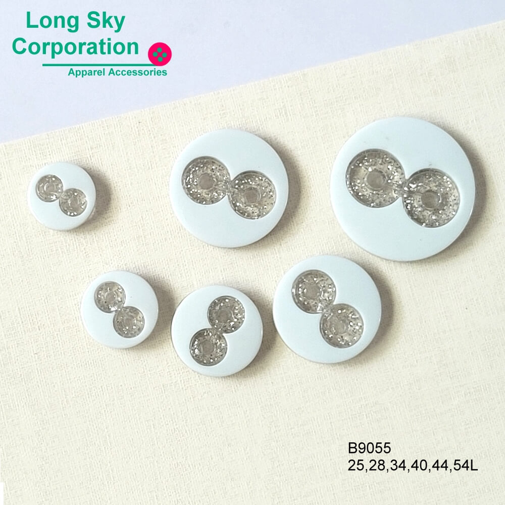 (B9055/25,28,34,40,44,54L) 2 hole shinny glitter decorated woman overcoat button and lady suit button