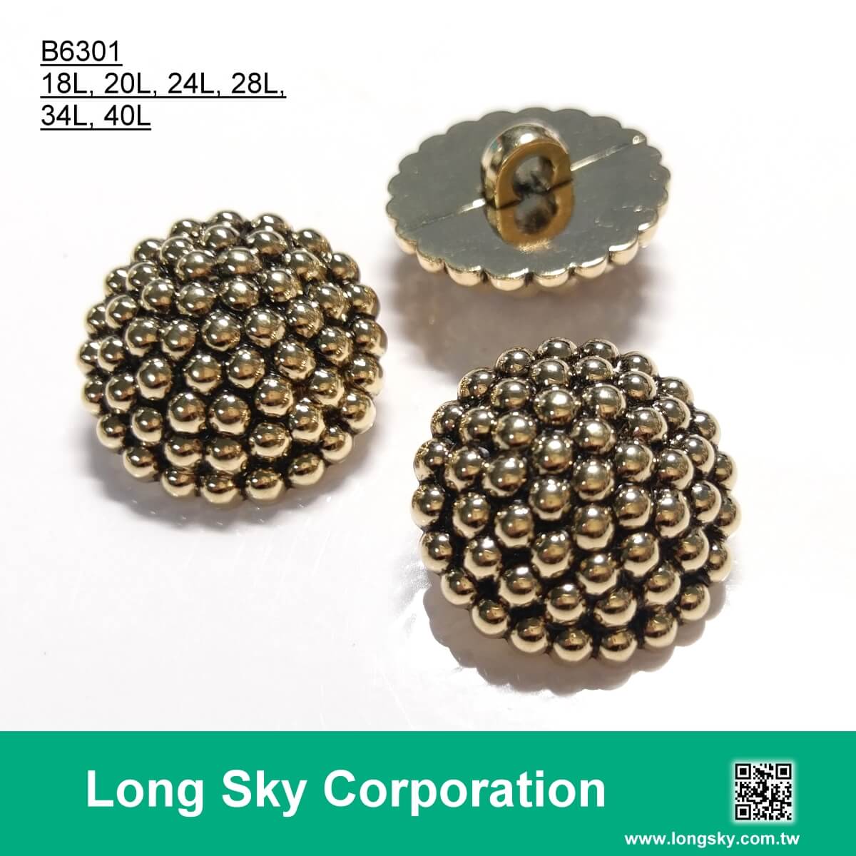 (B6301/18L, 20L, 24L,28L,34L,40L) beaded look button, metal look plated button, glitter button