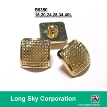 (B6350/16L, 20L, 24L, 28L, 34L, 40L) square gold plating shank back plastic button for garments