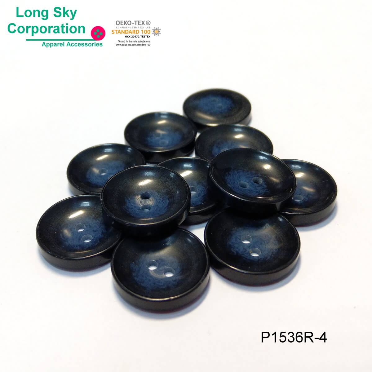 (P1536R) 2 hole faux horn resin tweed jacket button