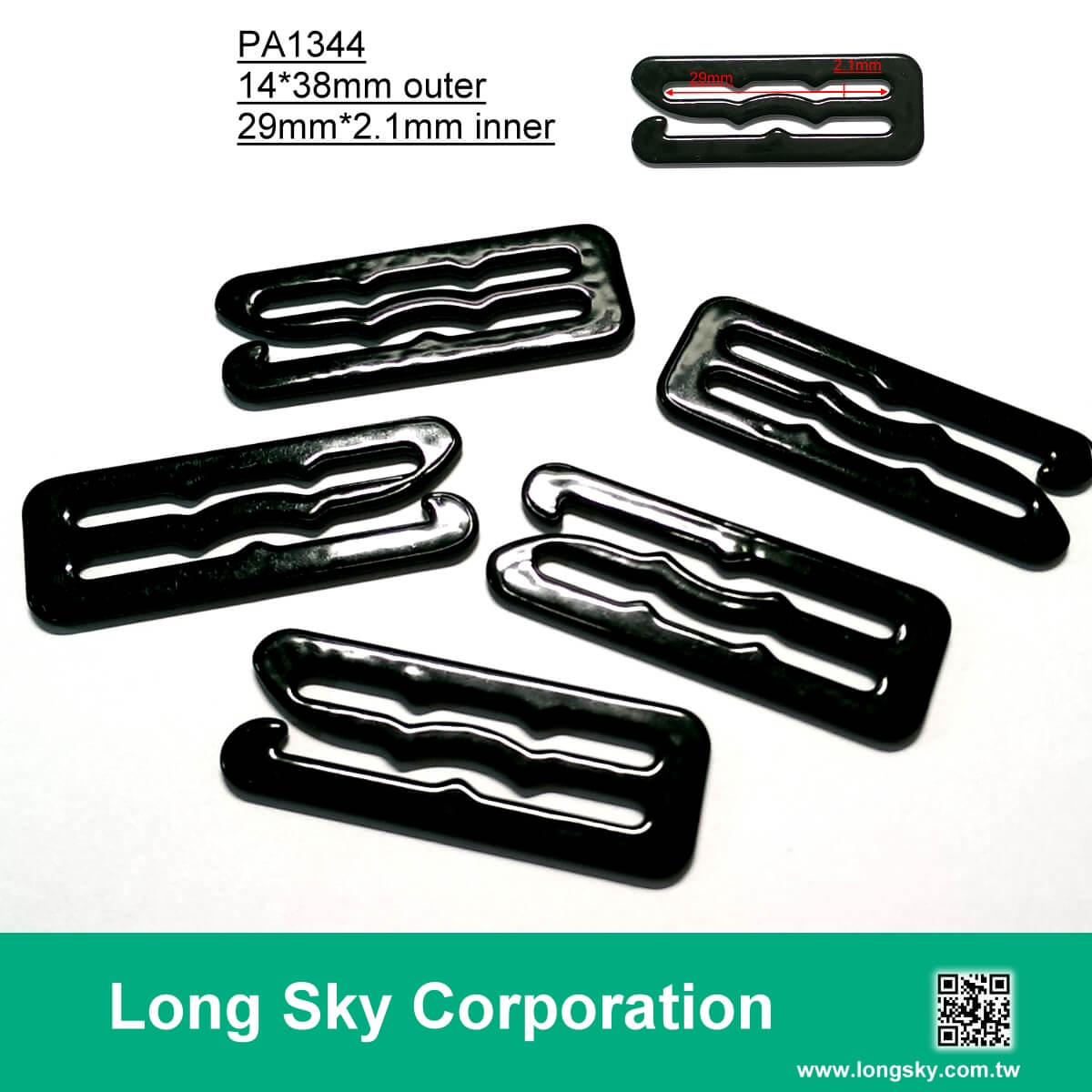 (PA1264/29mm inner) black metal bra slide and strap adjuster for 30mm strap