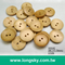 (#W0240) 2 hole light brown carved natural wood buttons for clothing