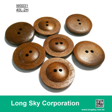 (#W0031) 2 hole 40L 25mm dark brown custom wood coat buttons