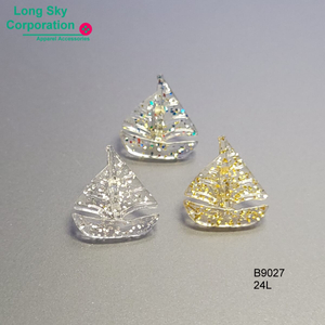 Sailboat shape cute glitter button for craft and kids clothing (B9027/24L)