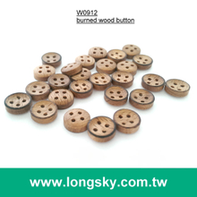 (#W0912) 14L 4 holes dark brown designer natural wood garment button