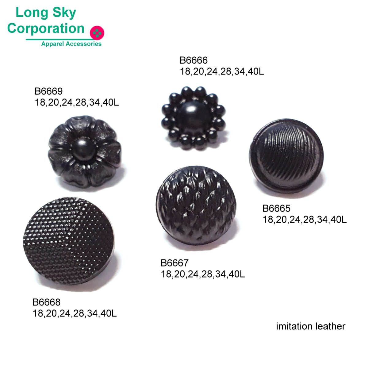 (B6665-B6669) pearl finish shank plastic buttons