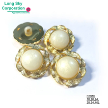 (#B7916/18L,20L,24L,28L,34L,40L) 2-piece combined pearl white gold rim button for lady suit