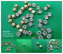 (#MS0609/ss16/4mm) DIY craft nickel free gold with crystal sew-on rhinestone cup loose