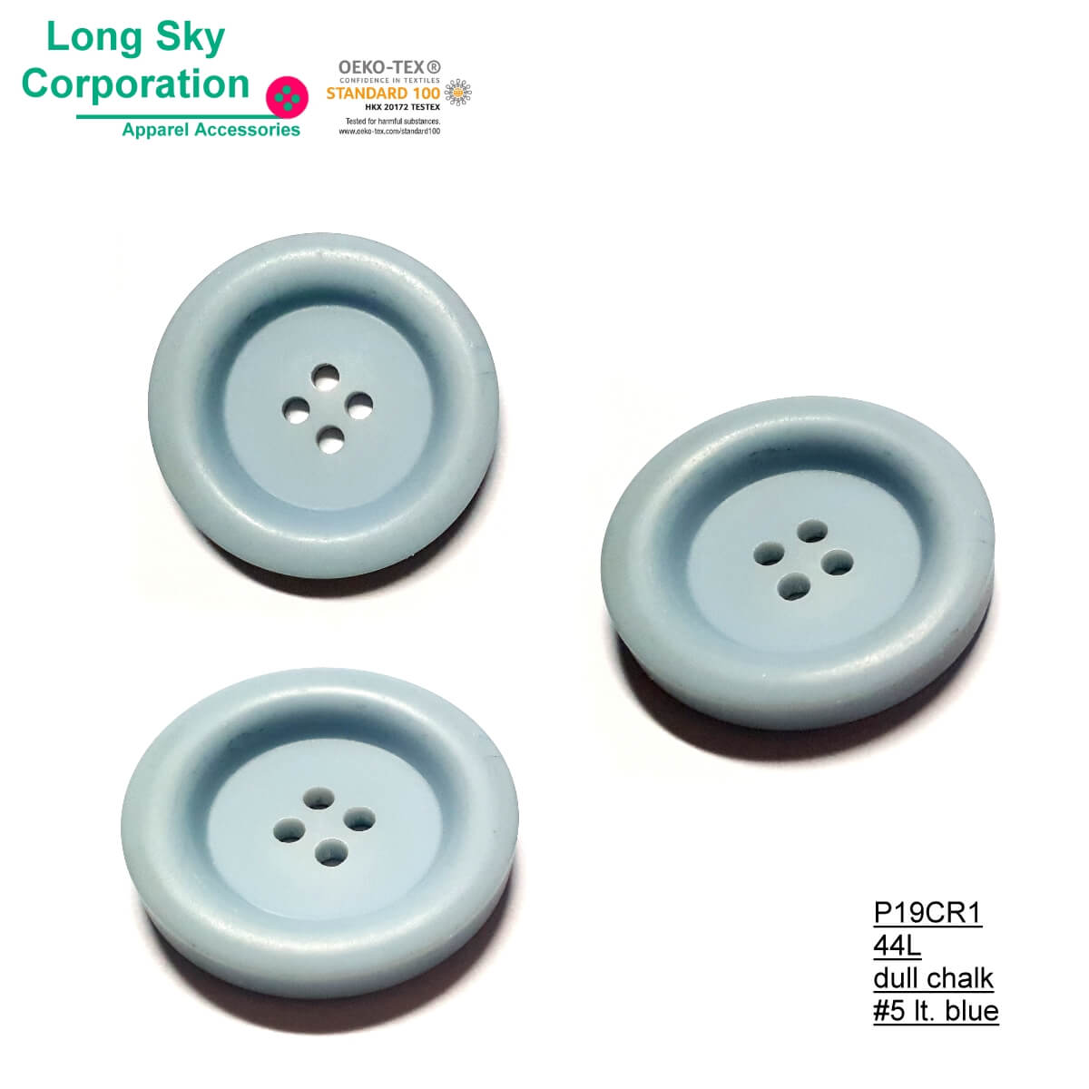 (#P19CR1) 44L large light blue button for overcoat