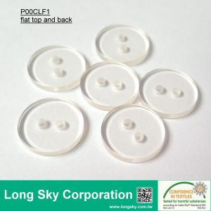(#P00CLF1) flat top and back clear polyester resin Shirt Button
