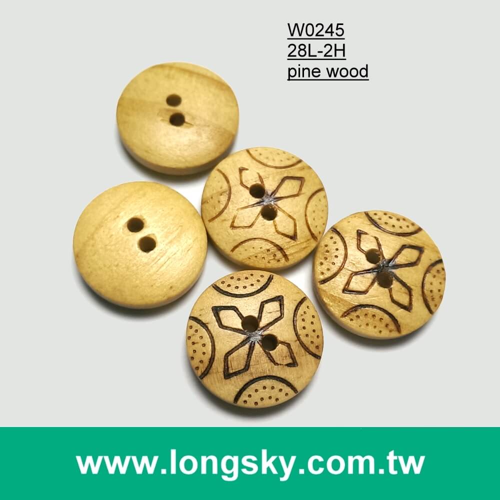 (#W0245) engraved natural wooden shirt buttons