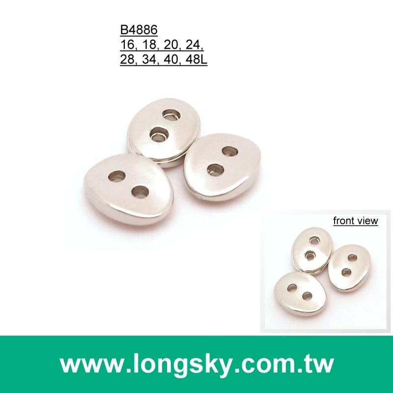 (#B4886) 16L 18L 2-hole small size oval designer shiny silver apparel button