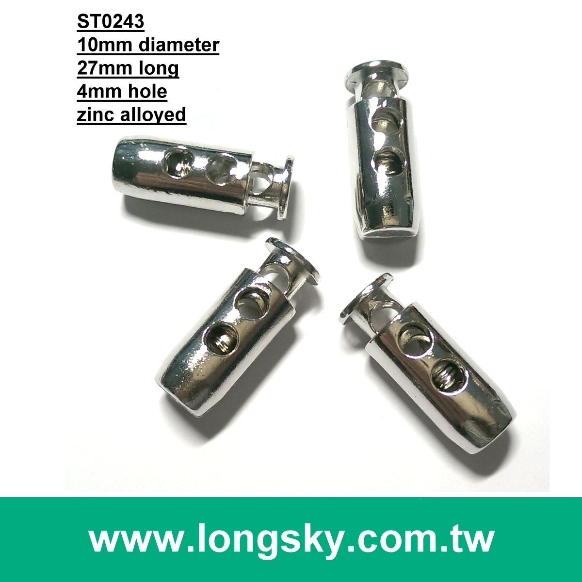 (#ST0243) factory 4mm hole round metal drawstring cord lock