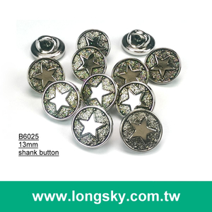 (#B6025/13mm) antique silver star pattern plastic abs button for stylish men clothing