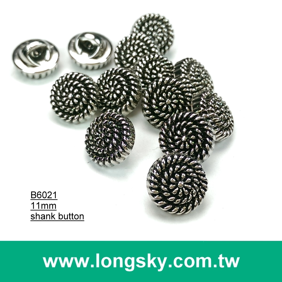 (#B6021/11mm) 17L nickel with black metallic lady blouse small buttons with shank from Taiwan