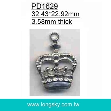 Alloyed crown pendants and charms for garments for zipper (#PD1629)