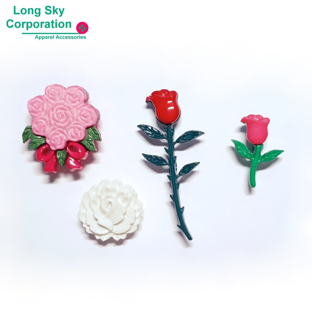 (#B76-4) Valentine's Day beauty rose flower craft buttons