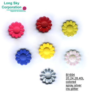 (B1694/ 20,24,28,40L) spray silver sunflower, glitter sunflower, colorful button 