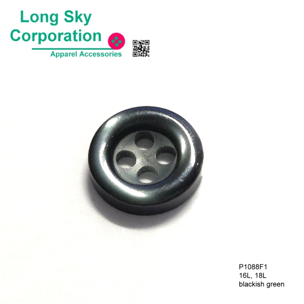 (P1088F1) blackish green 18L shirt button, 16L blouse button