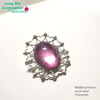 Oval shape pink bead woman coat brooch (BR0081/42x36mm)