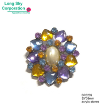 Vintage Oval Acrylic Bead Brooch Pin 35mm Women's ornaments (BR0209/35*39mm)