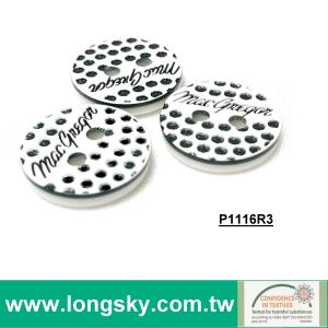 (#P1116CR3) 2 hole customized logo plastic button for clothing