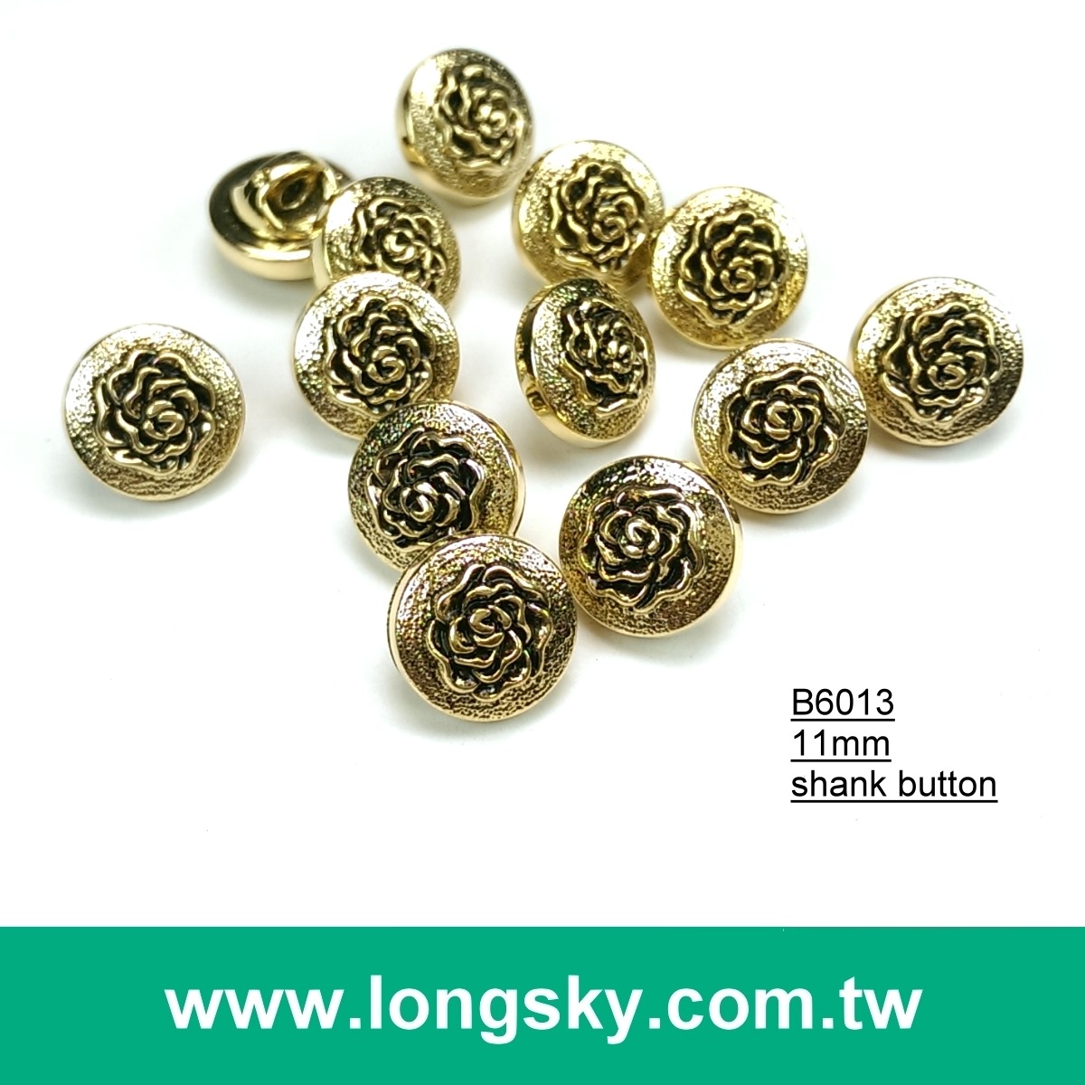 (#B6013/11mm) antique gold plated flower pattern 18L small button with shank