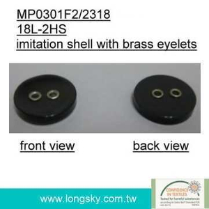 Imitation shell button with brass eyelets for shirt (#MP0301F2/2318)