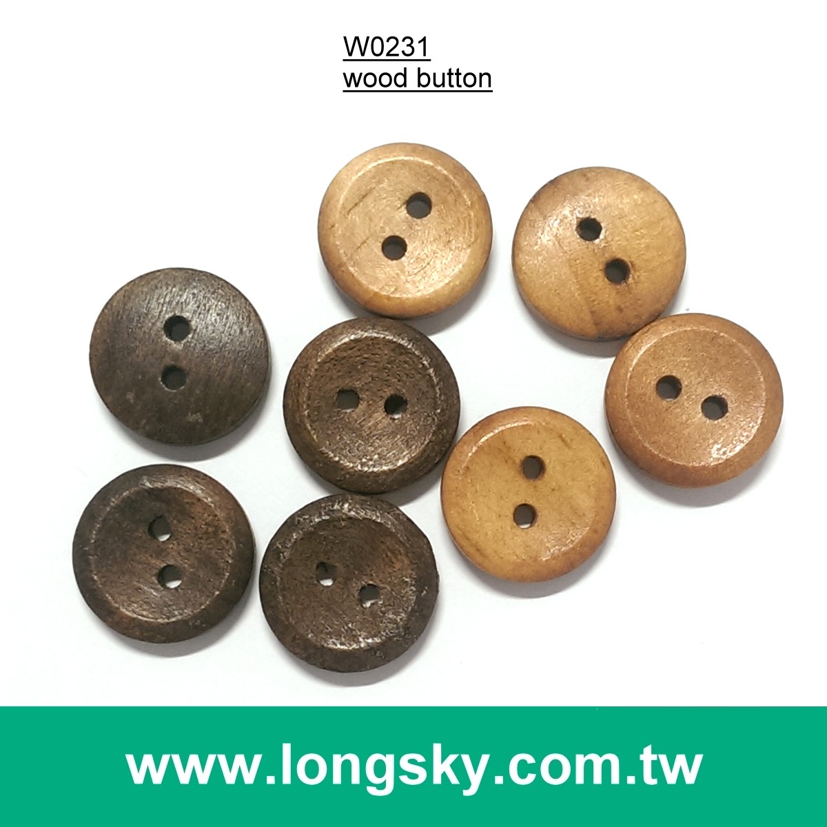 (#W0231) 2 hole classic craft natural wooden button