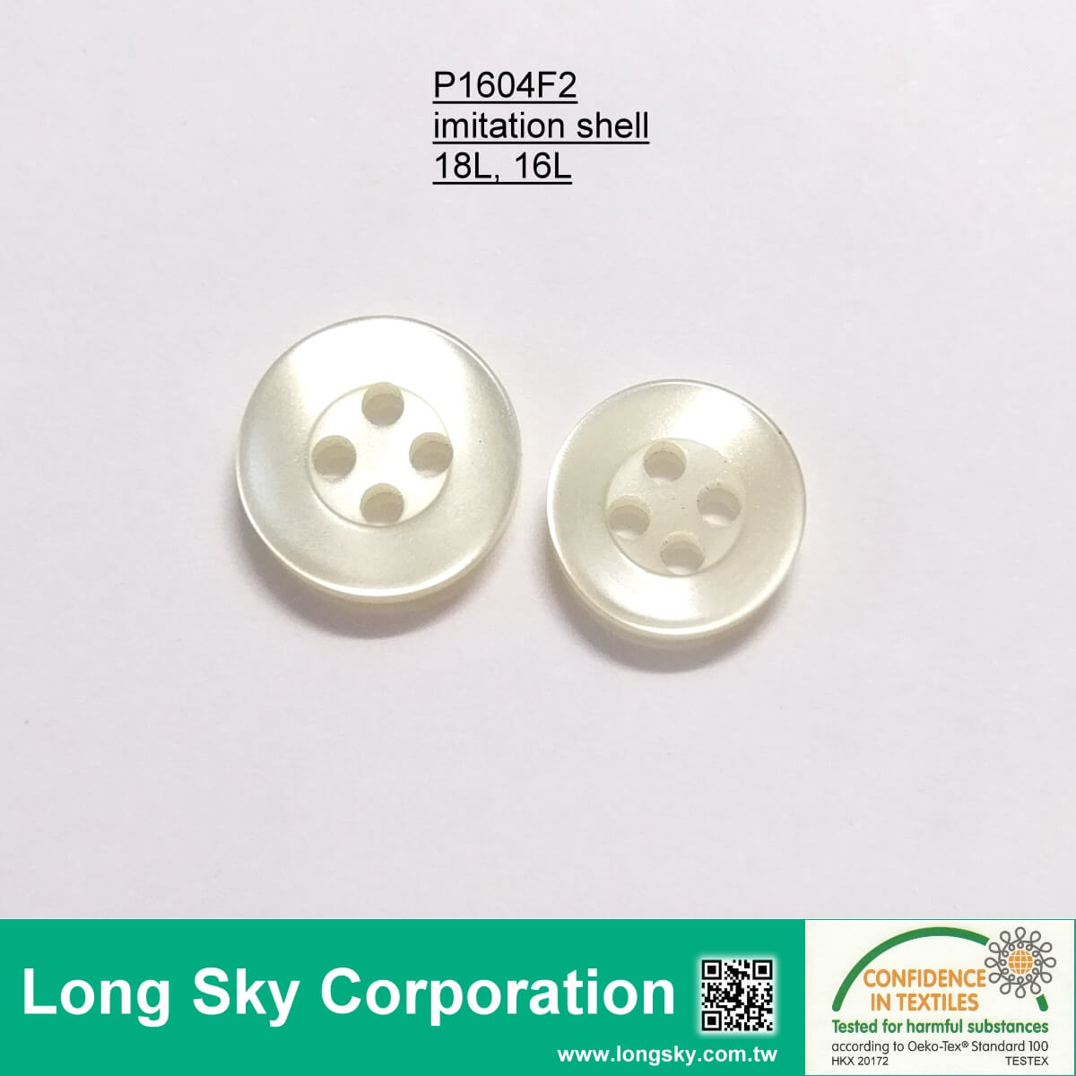 (P1604F2) 18L, 16L Cream Imitation Shell Button for Blouse, Shirt and Garments