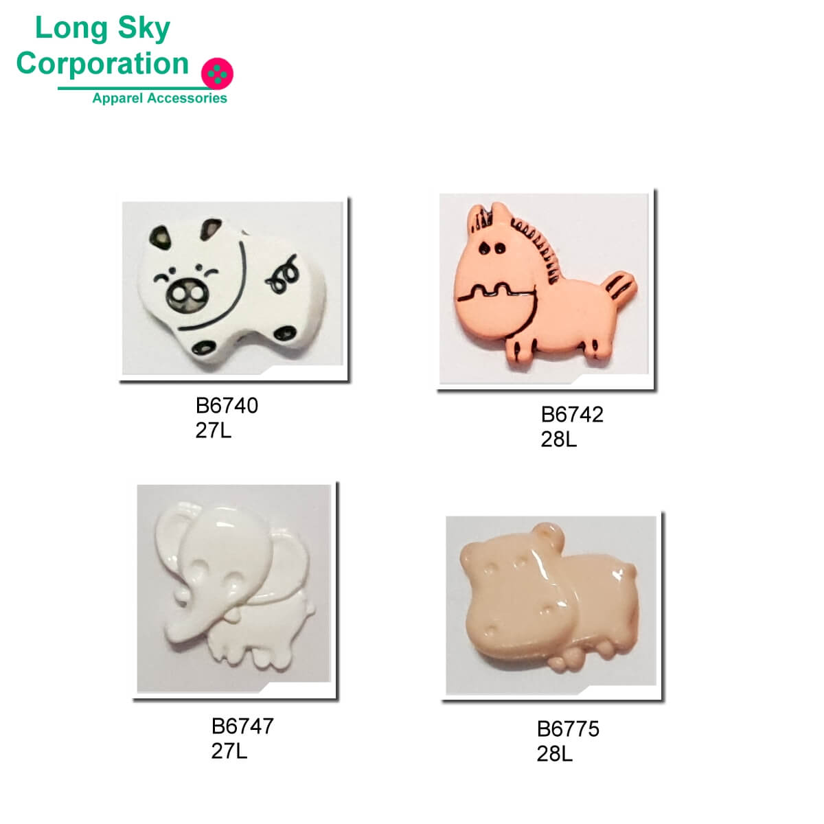 B6740, B6742, B6747, B6775, animal baby button
