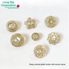 Glitter button with crystal stone (B47-4-1)