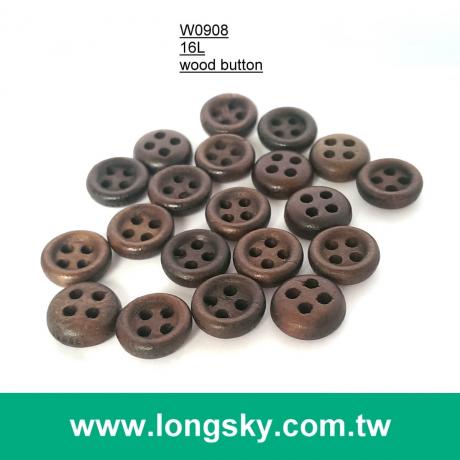 (#W0908) 16L 4 holes coffee colored natural wooden shirt button