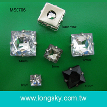 (MS0706) Sewing on Square shape acrylic stone with metal Based Button