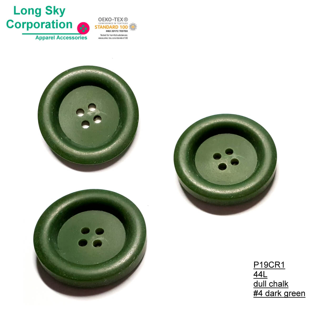 (#P19CR1) 44L 28mm big 4 hole button for army green jacket garments