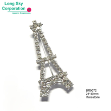 21x49mm rhinestone cup chain made Eiffel Tower style brooch (BR0072)
