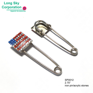 (SP0012) 7cm flag pattern acrylic stone decorated safety pins