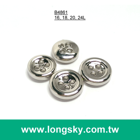 (#B4861) 16L 18L 20L 24L 4 hole small size silver plated shirt button