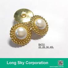 (#B4751/22L,28L,34L,40L) 2-piece gold-pearl white combination button for lady suit coat