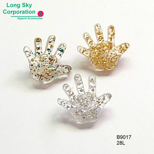Hand shaped cute button with glitters (B9017/28L)