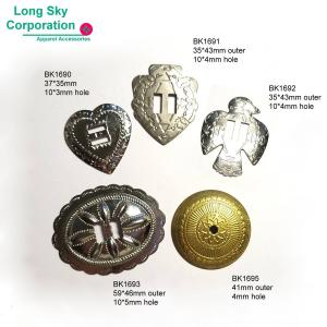 (BK16) Scalloped edge stamped iron slotted conchos
