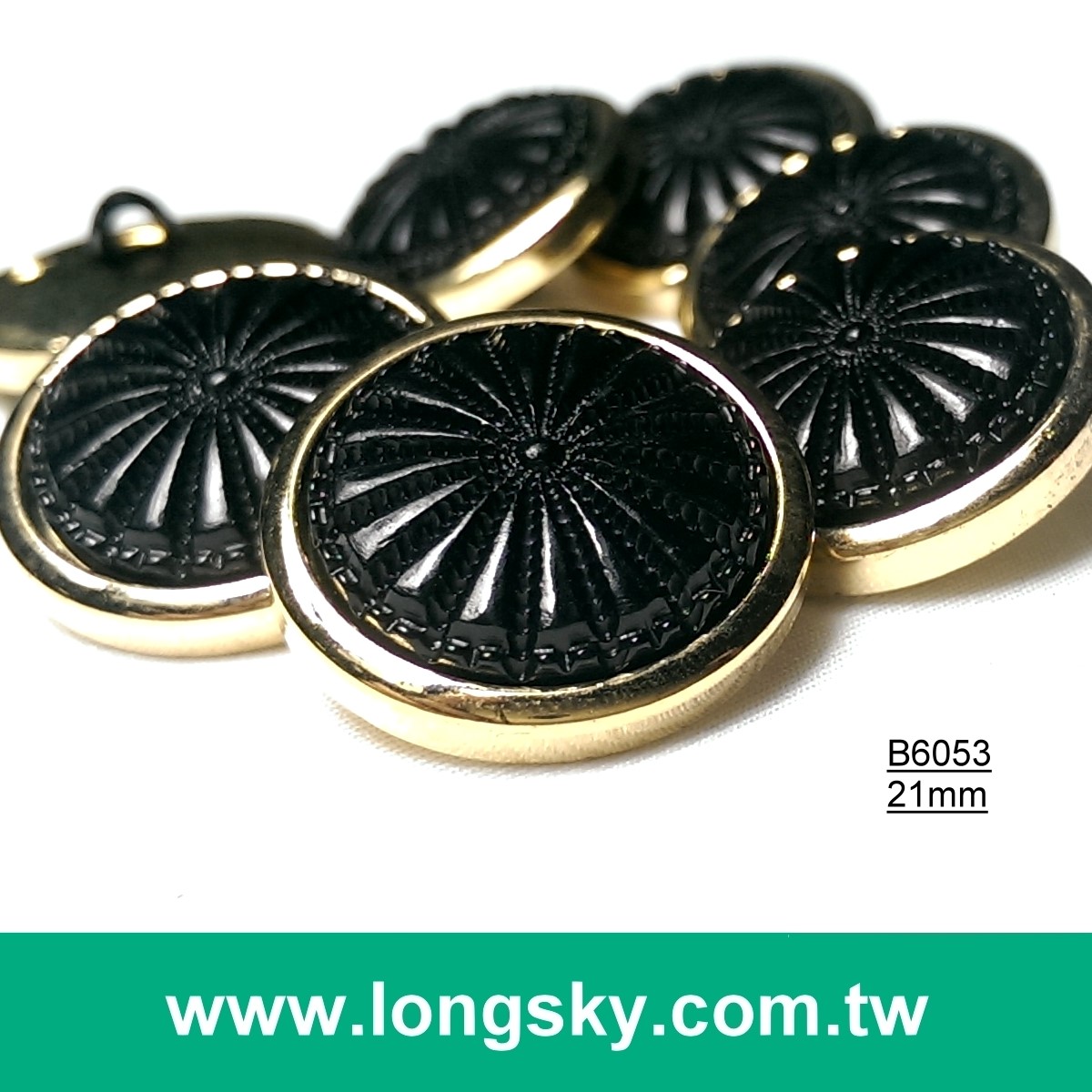 (#B6053/21mm) Gold and black two parts combination button