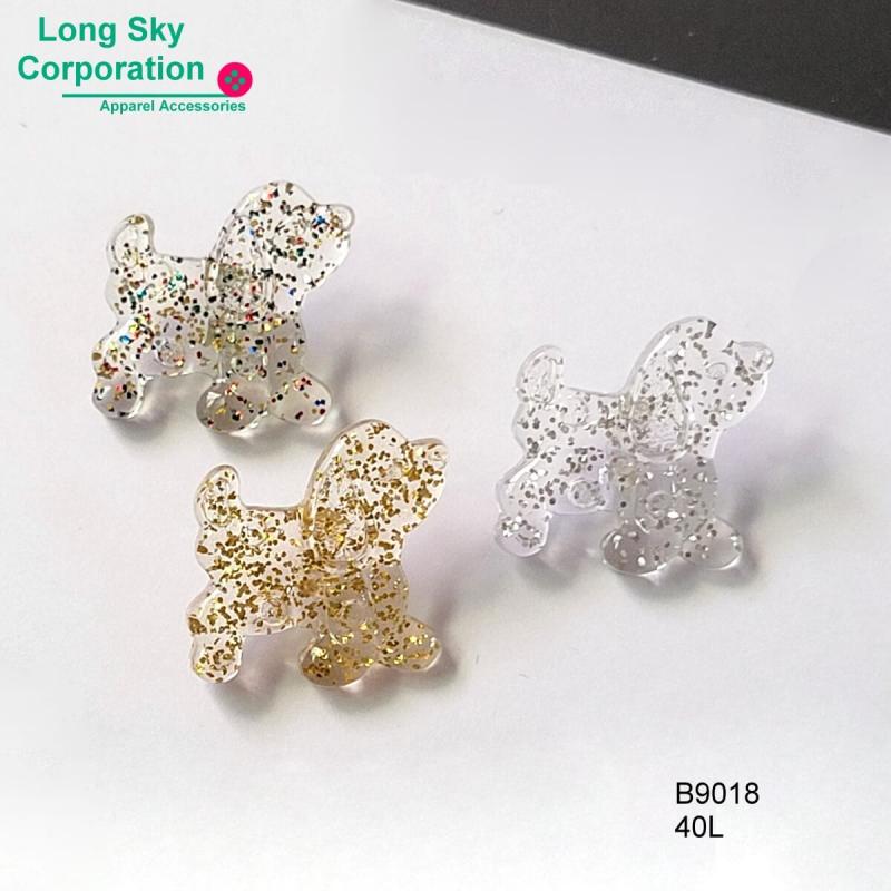 Cute Poodle shaped glitter button for kids wear (B9018/40L)