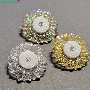 Sunflower glitter button, rhinestone added summer dress button (B9034/40L)