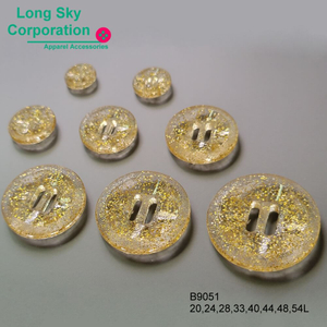 (B9051/20,24,28,33,40,44,48,54L) slot hole transparent button with glory glitters for lady apparel button