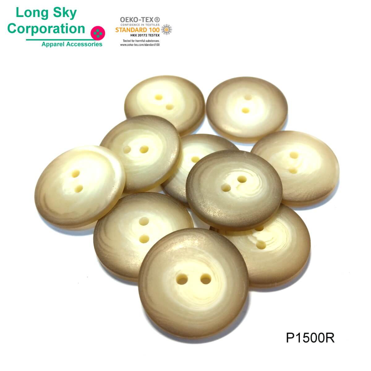 Popular Rod Polyester Resin Button for Clothes (P1500R/20L,30L,32L,36L)